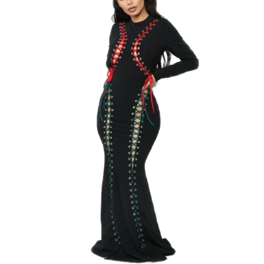 Lace Up Gothic Gown Midival Dress Corset dollskill - Picture 1 of 8